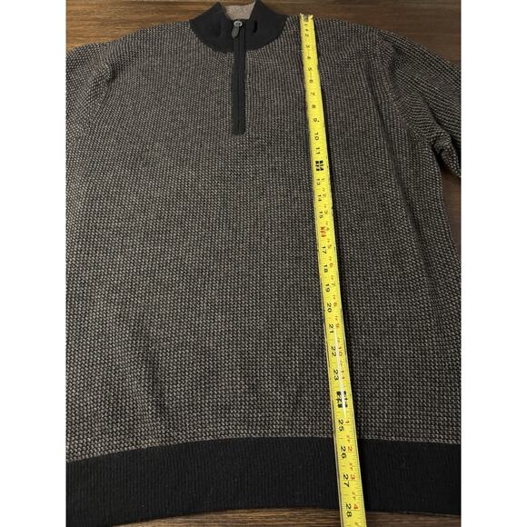 Raffi Cashmere Wool Sweater Men’s Large 52 1/4 Zip Waffle Knit Brown Black - Picture 6 of 9